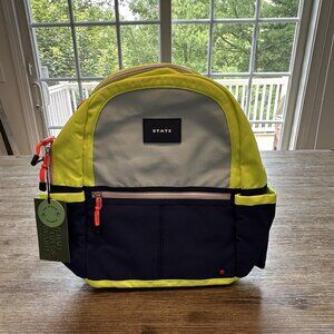 State Bags Kane Kids Double Pocket Backpack In Navy/Neon